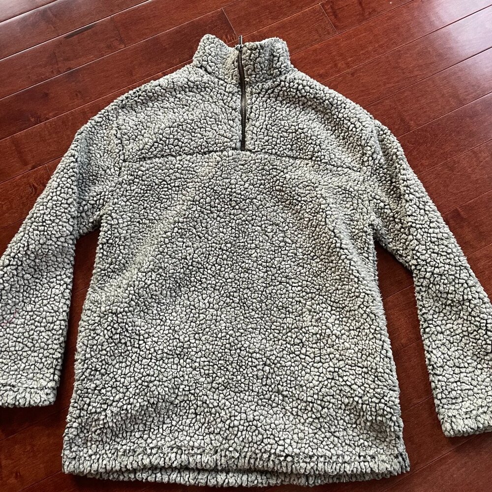 Coffee Shop New York Gray Quarter Zip Pullover Jacket, size Large